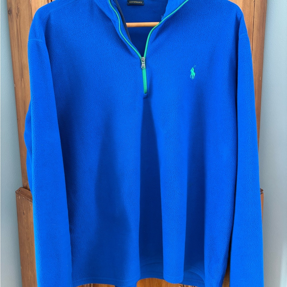 Ralph Lauren Blue Quarter Zip with Embroidered Logo